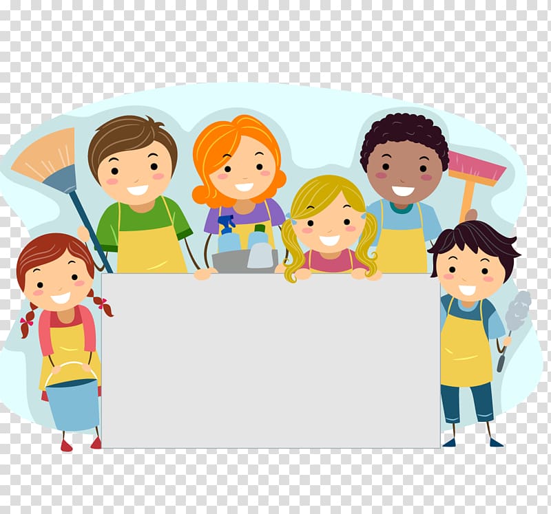 Dust cleaning the family. Housekeeping clipart student