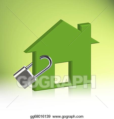 Houses clipart locked. Stock illustration green house