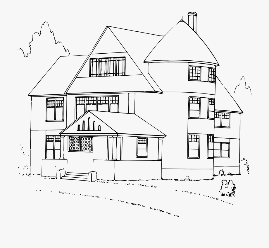 Mansion clipart black and white. House big 