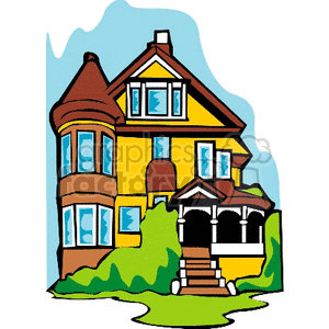 Mansion clipart victorian mansion. Yellow house royalty free