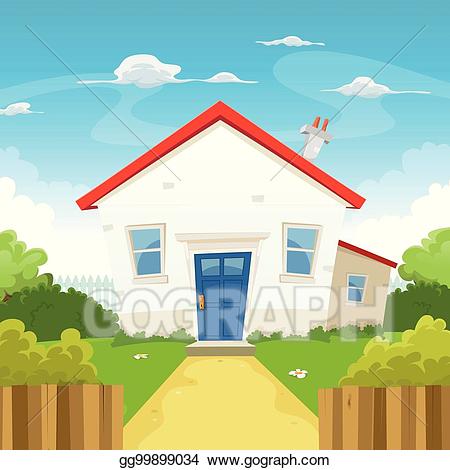 Vector house inside spring. Houses clipart summer