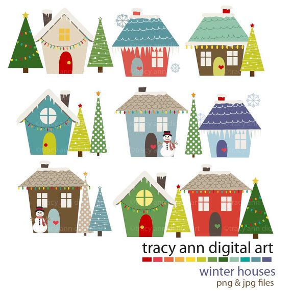 Winter christmas holiday images. Houses clipart xmas
