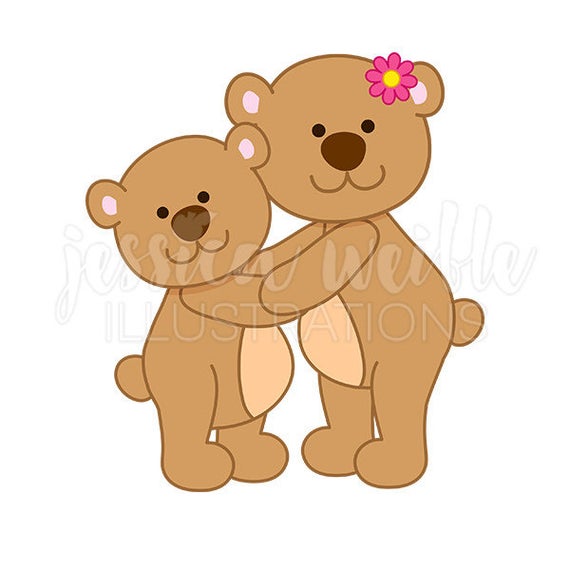 Mama bear digital mothers. Hug clipart cute hug