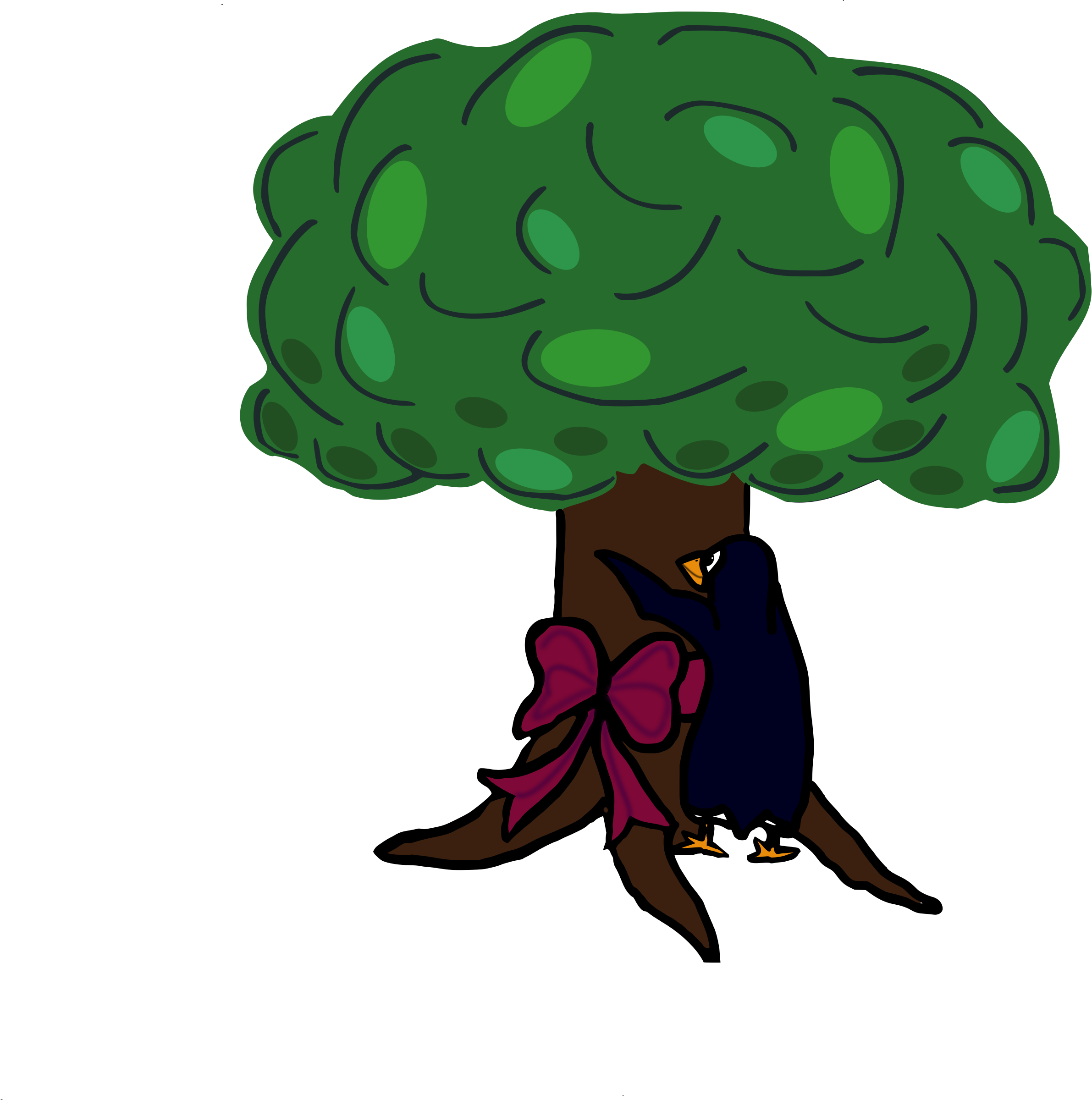 Tree loving penguin by. Hugging clipart love