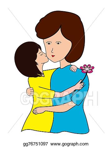 Hugging clipart mother's day. Vector stock mothers clip