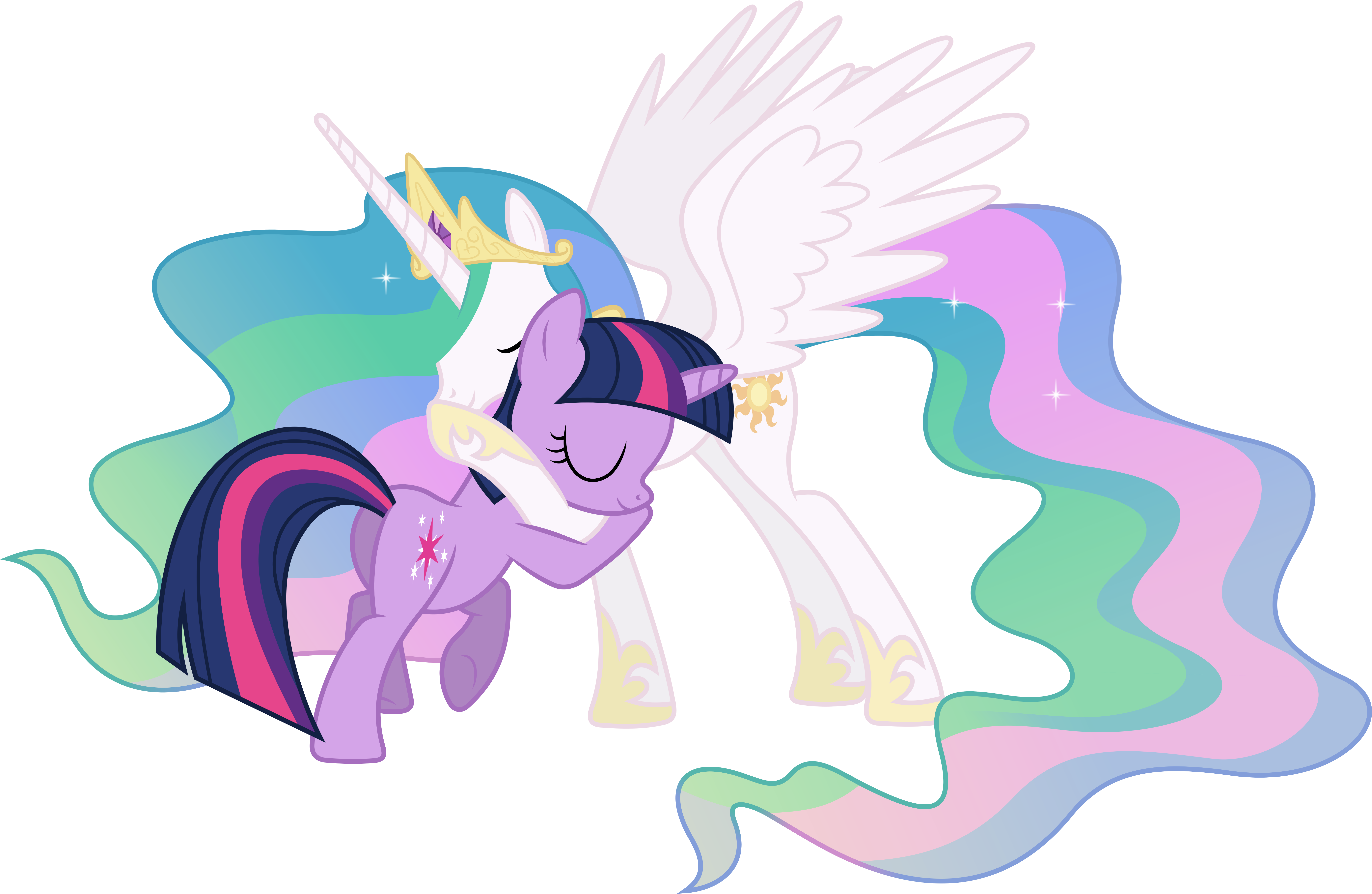 Princess celestia and twilight. Hugging clipart relationship