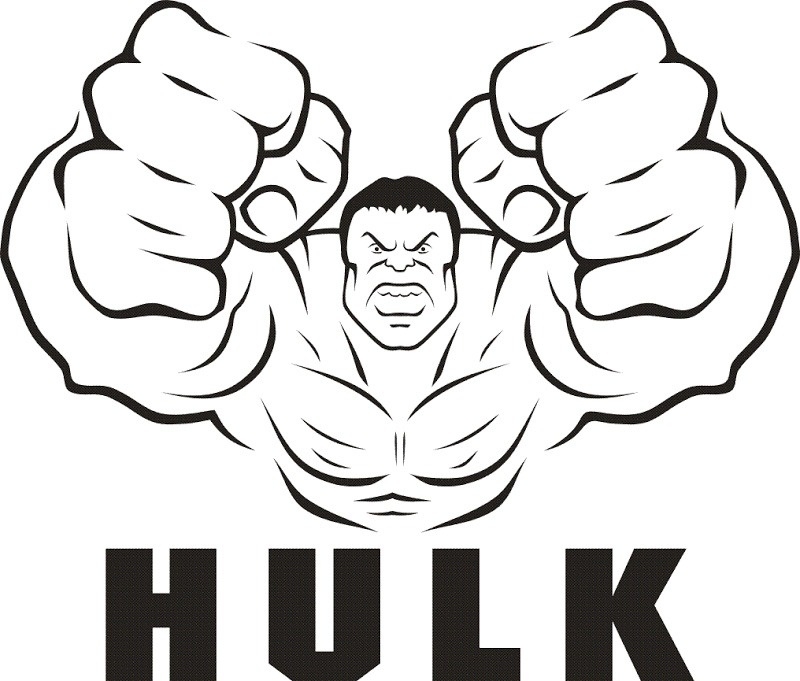 hulk clipart black and white
