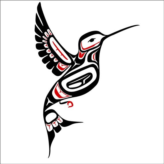 Hummingbird clipart maori. Northwest coast style decal