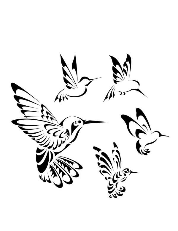 hummingbird clipart solid black