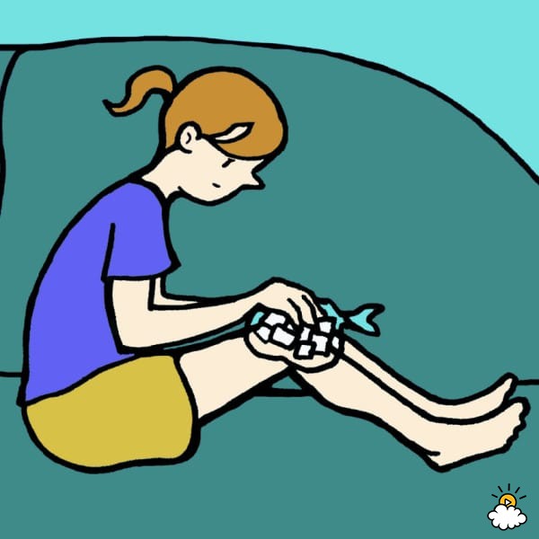 She wraps both knees. Injury clipart bad knee