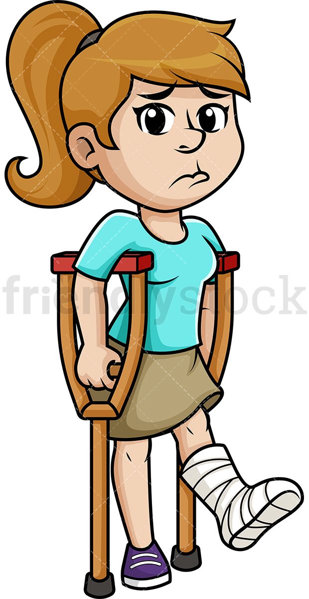 Injury clipart leg injury. Injured woman with crutches