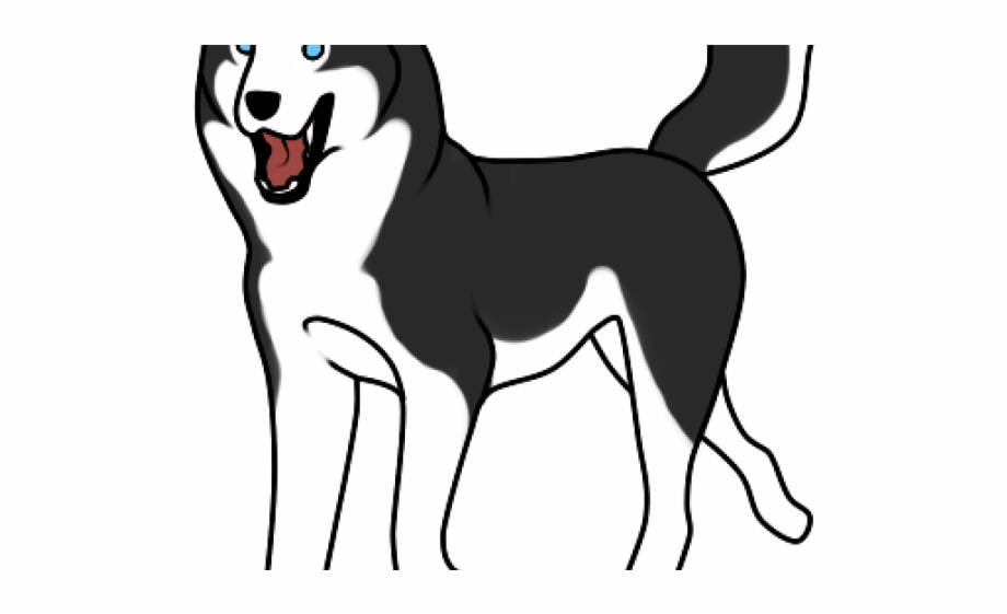 husky clipart black and white