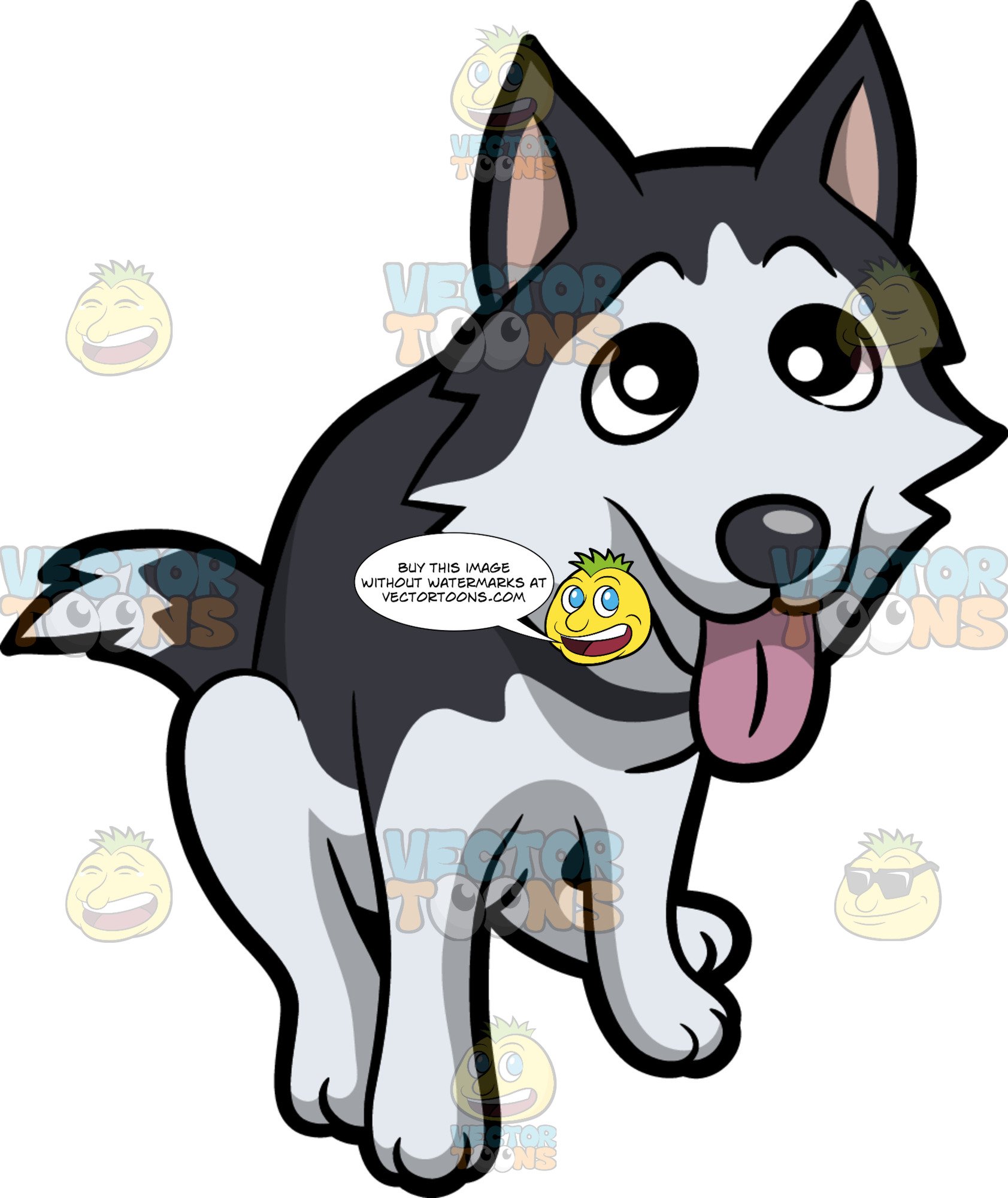 husky clipart gray dog