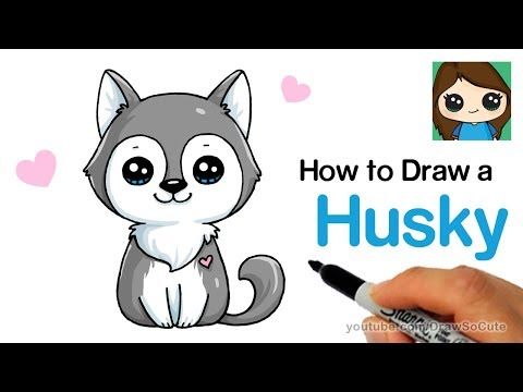 husky clipart simple drawing