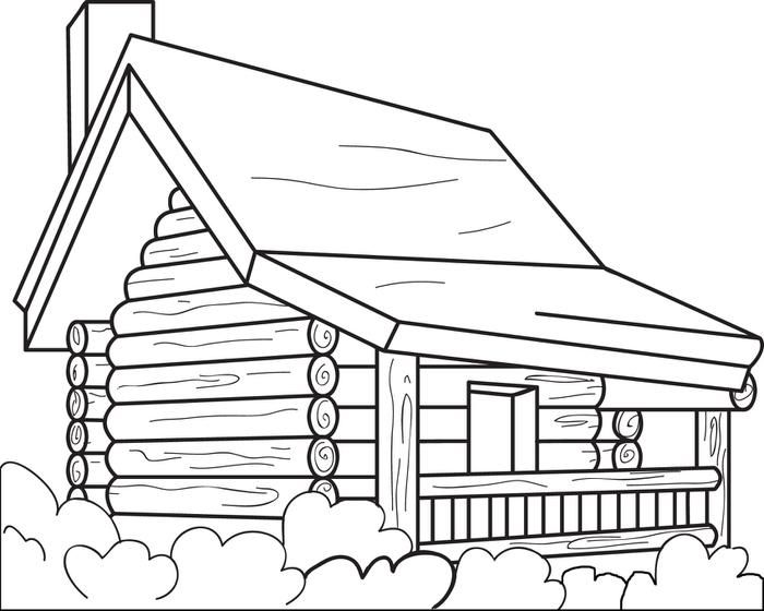 hut clipart colouring page