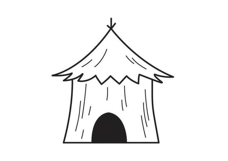 hut clipart colouring page