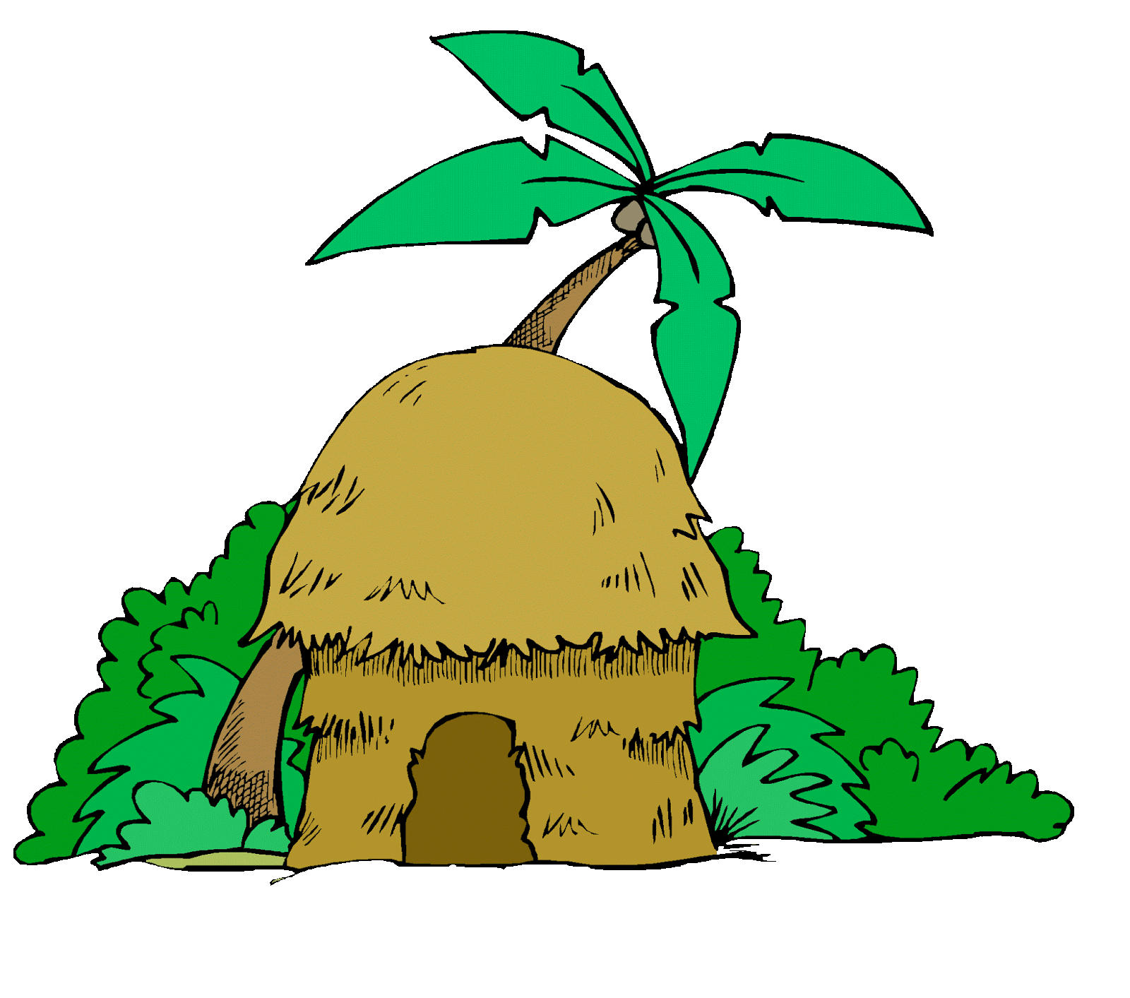 collection of jungle. Hut clipart outline