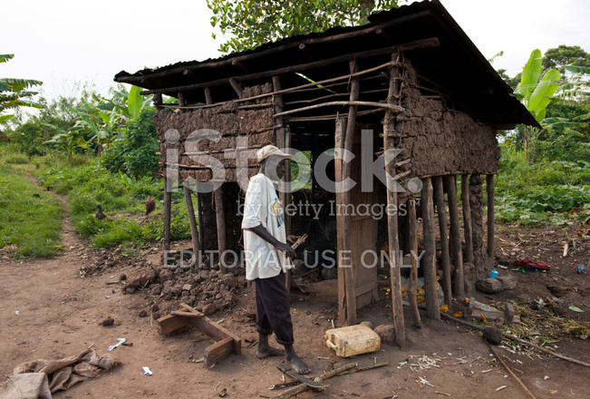 Hut clipart poor. Mud in uganda stock