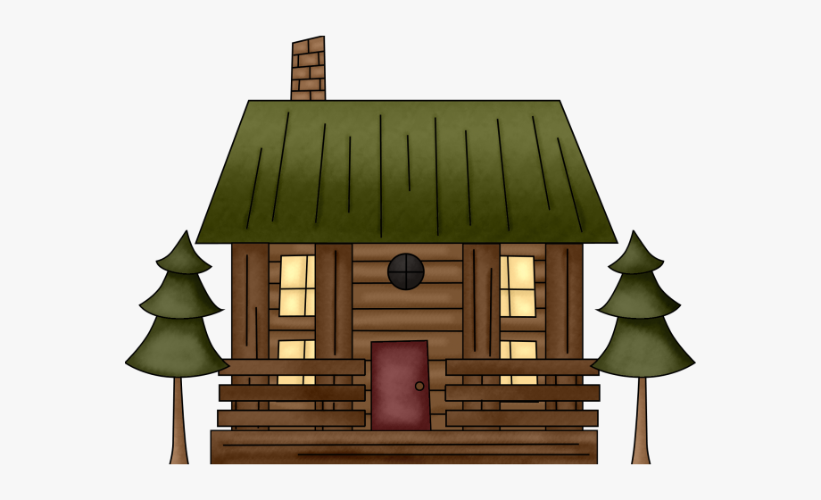 Ski lodge log cabin. Hut clipart simple cartoon