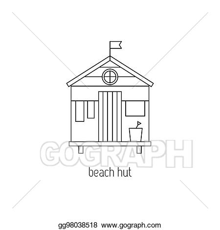 Vector beach line icon. Hut clipart template