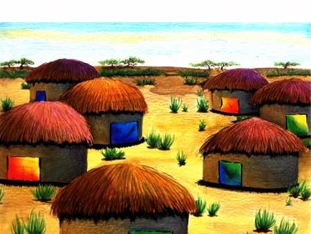 hut clipart village africa