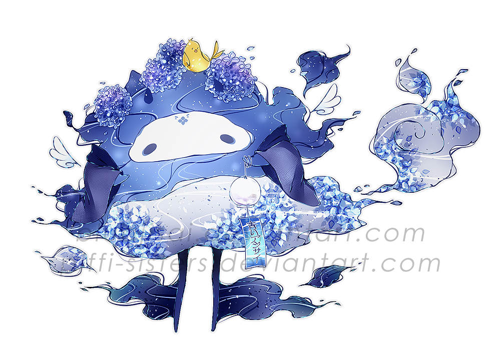 Hydrangea clipart blue drawing. Myo reflection by bluajisai