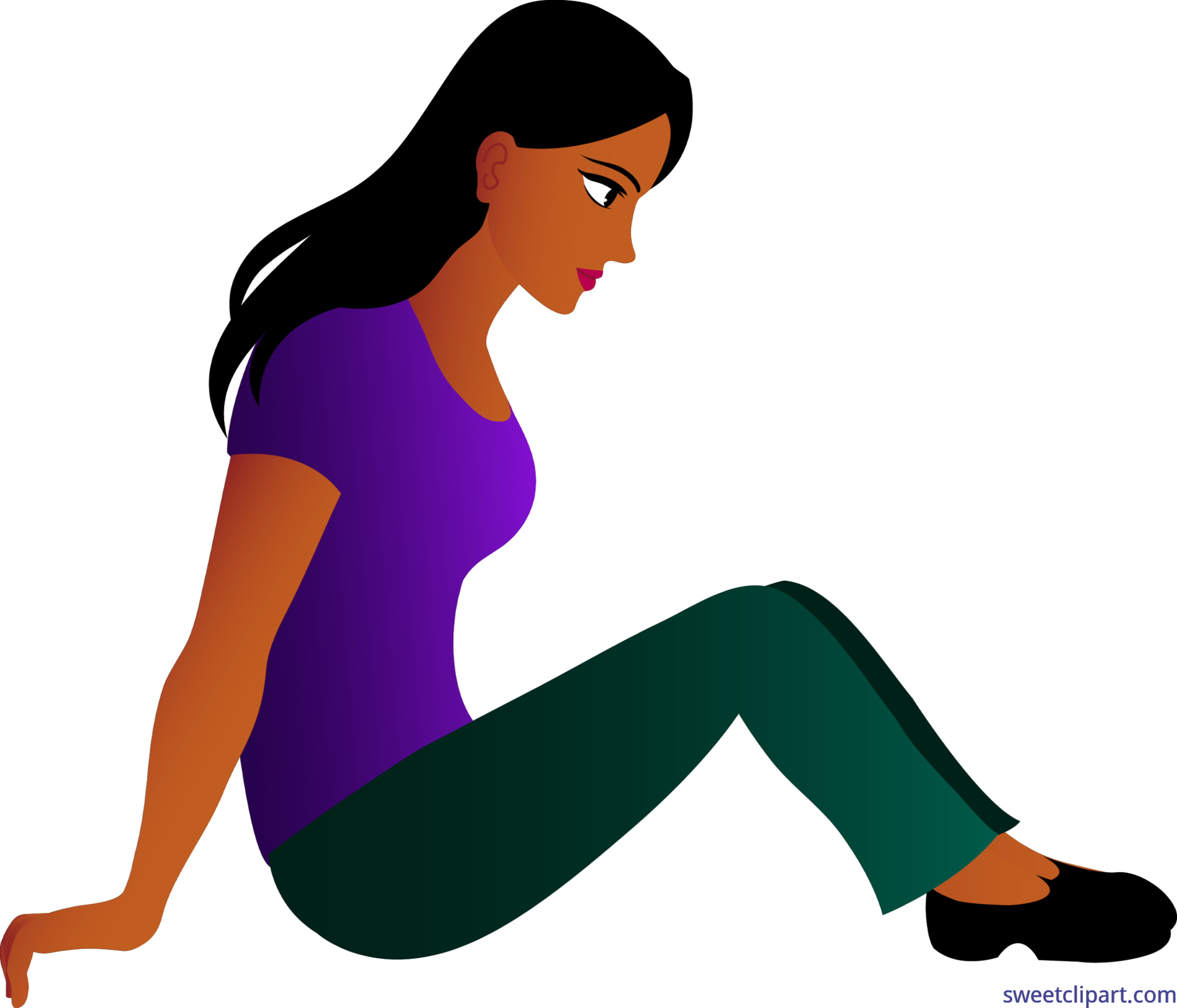 Woman sitting clip art. Young clipart young lady