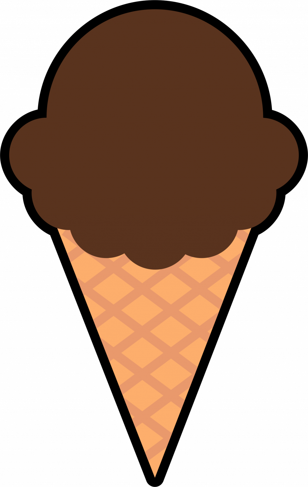 Chocolate ice cream cone. Icecream clipart top