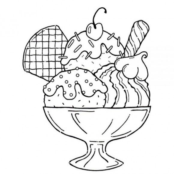 Cool ice cream pages. Sundae clipart coloring page