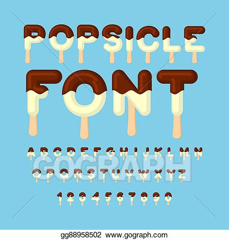 Ice clipart typography. Vector popsicle font cream