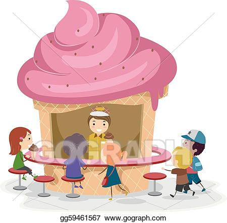 Vector illustration ice cream. Icecream clipart stall