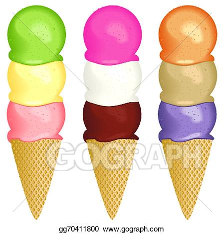 Icecream clipart three. Vector art ice cream