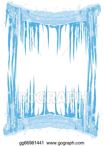 Icicles clipart frame. Vector illustration ice with