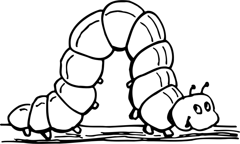 inchworm clipart black and white