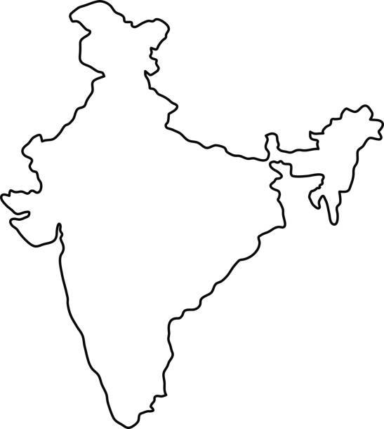 Black and white station. India clipart map