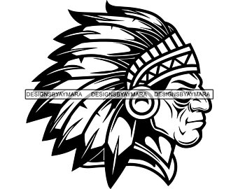 India clipart tribal. Indian chief etsy 