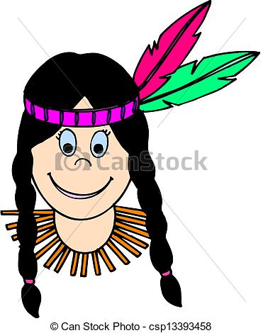 Woman native american panda. Indian clipart