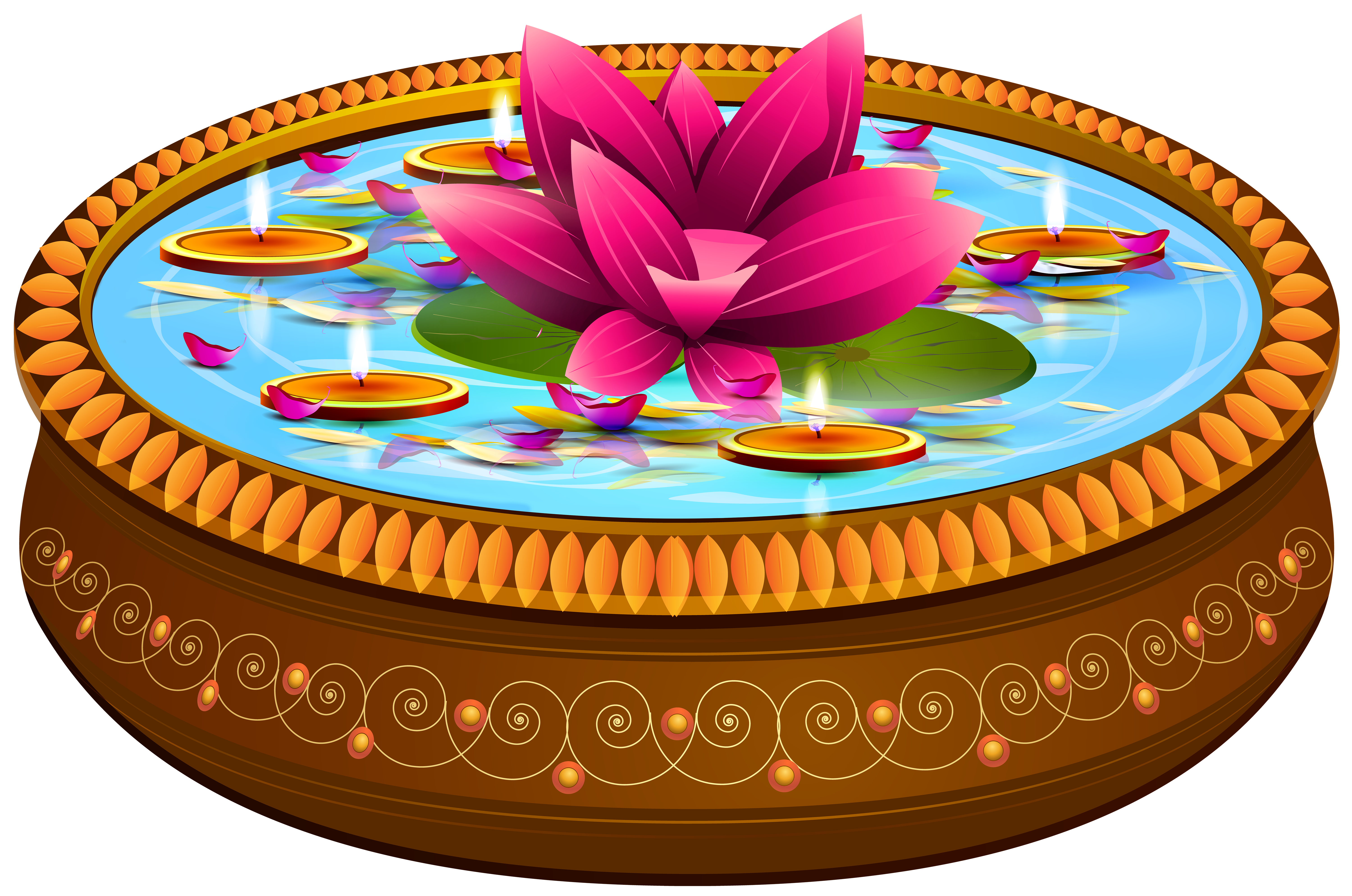 Floating candles and lotus. Indian clipart family member