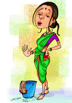 A blue dot of. Indian clipart house maid