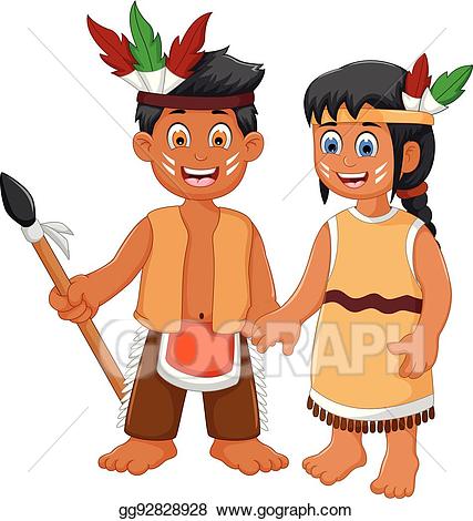 Vector stock funny couple. Indian clipart tribal