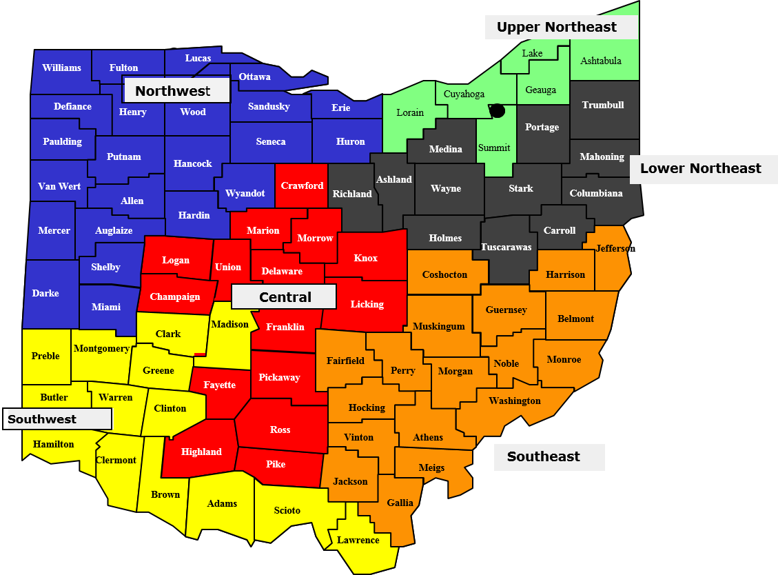 Ohio regions map smartsync. Indiana clipart culture
