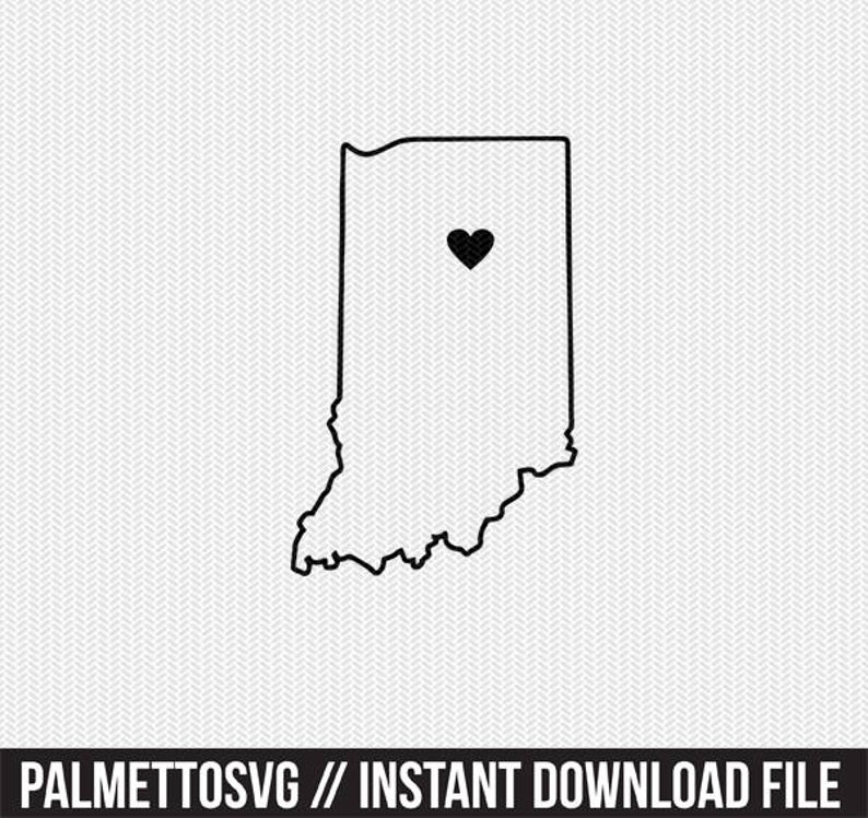State outline heart svg. Indiana clipart stencil