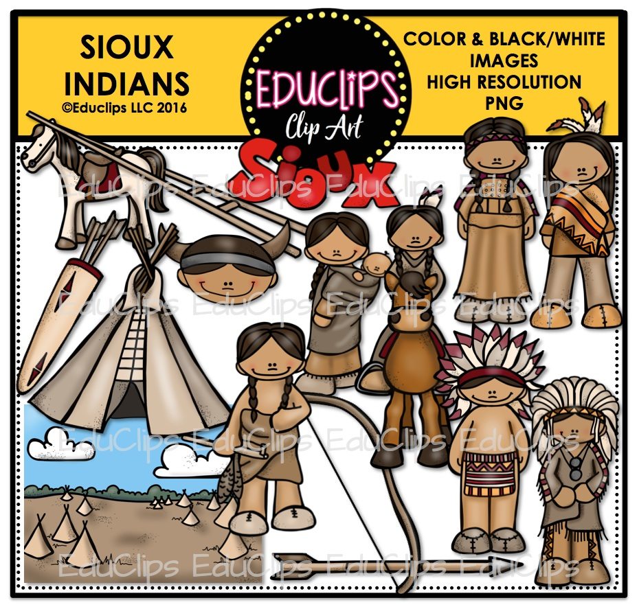 Clip art bundle color. Indians clipart sioux