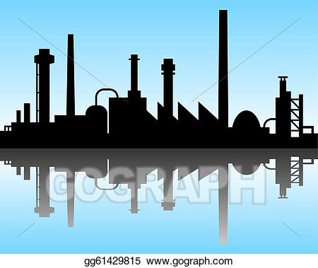 Industry clipart industrial chimney. Vector background illustration 