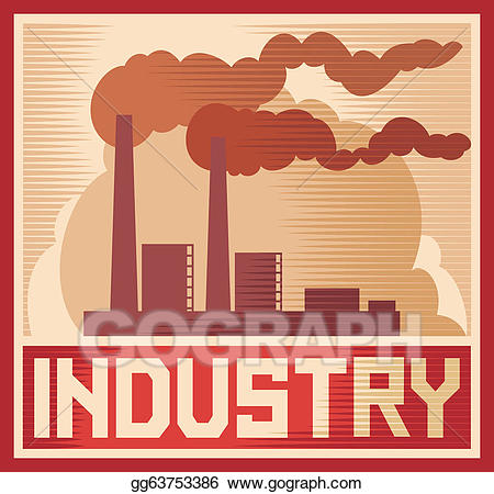 Vector illustration poster . Industry clipart industrial plant
