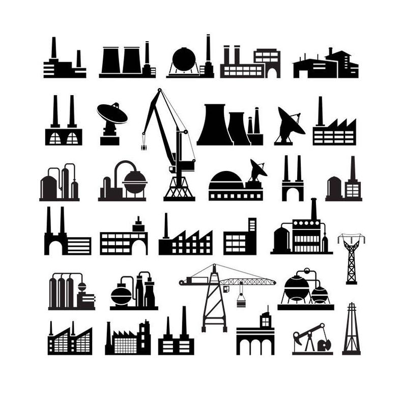 Industry clipart industrial plant. Silhouettes infographic clip art