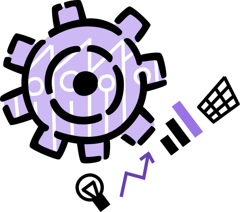 Cogwheel machine of economic. Industry clipart many gear