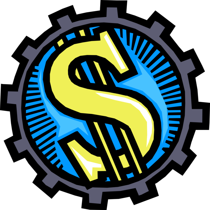 Industry clipart many gear. Cogwheel of dollar bill