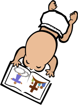 infant clipart baby reading book