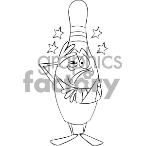 Injured cartoon bowling pin. Injury clipart black and white